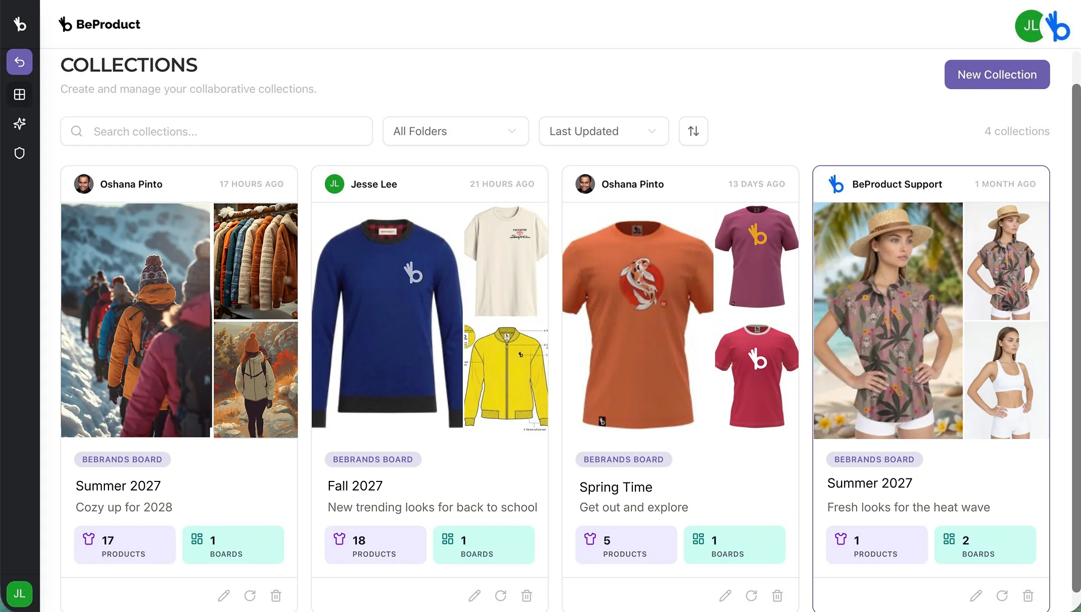 The Collections screen in the new Boards with seasonal collections